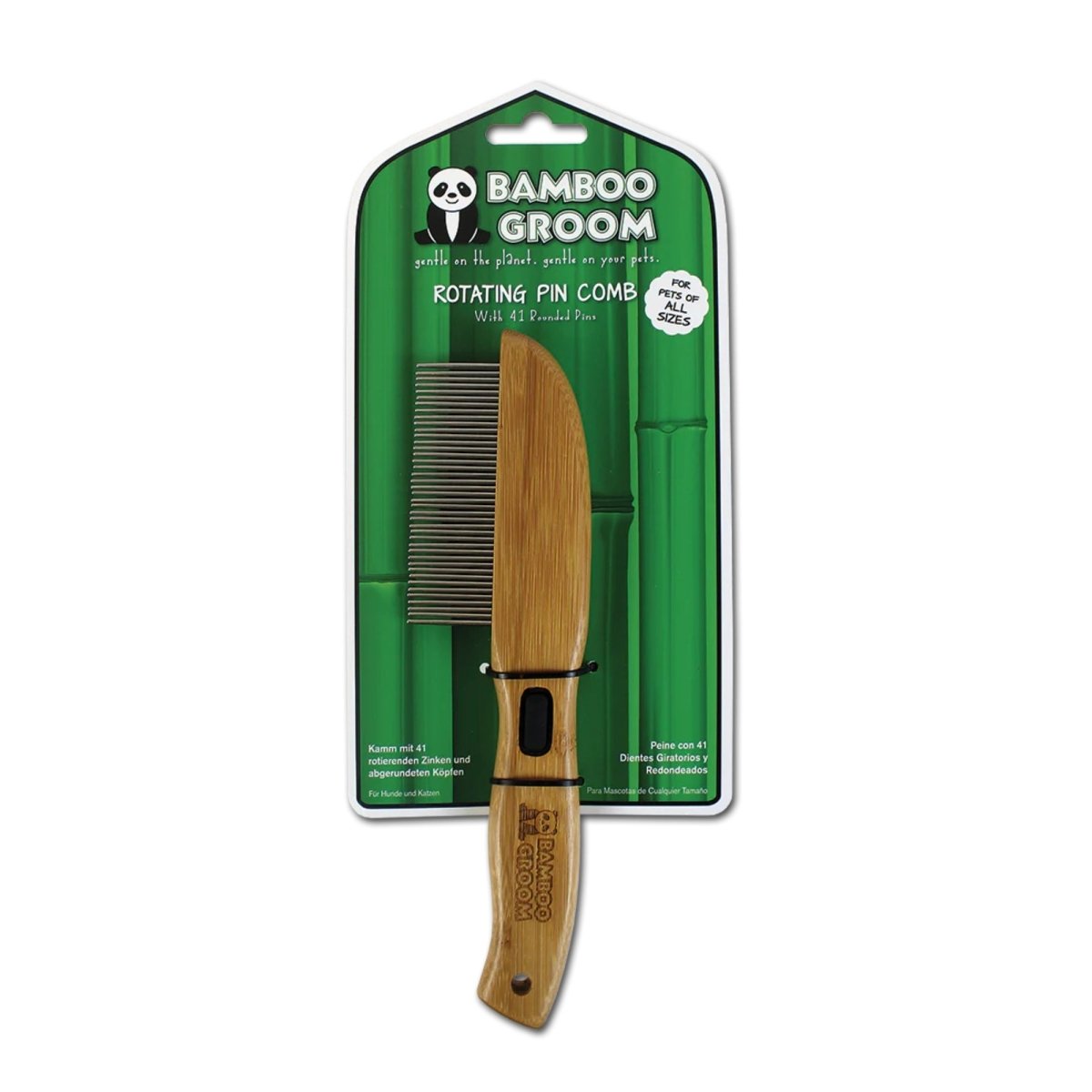 Bamboo Groom Rotating Pin Comb - Pets Perfect