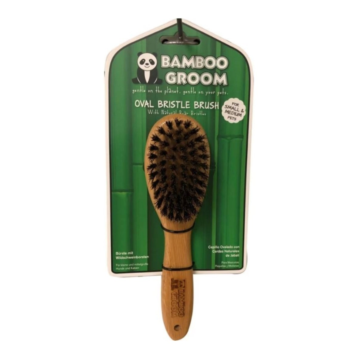 Bamboo Groom Oval Boar Bristle Brush Small/Medium - Pets Perfect