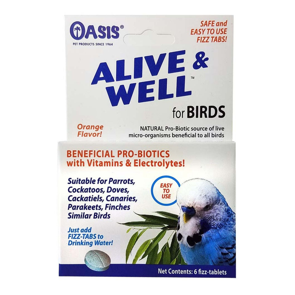 Oasis Alive and Well Probiotic Fizz-Tablets for Birds 1ea/6 ct