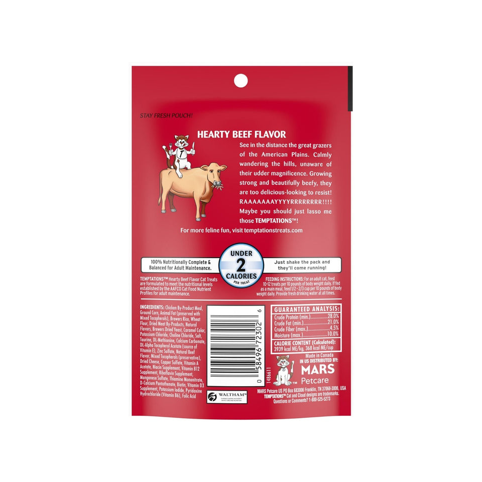 Temptations Classics Crunchy & Soft Adult Cat Treats Hearty Beef 1ea/3oz.