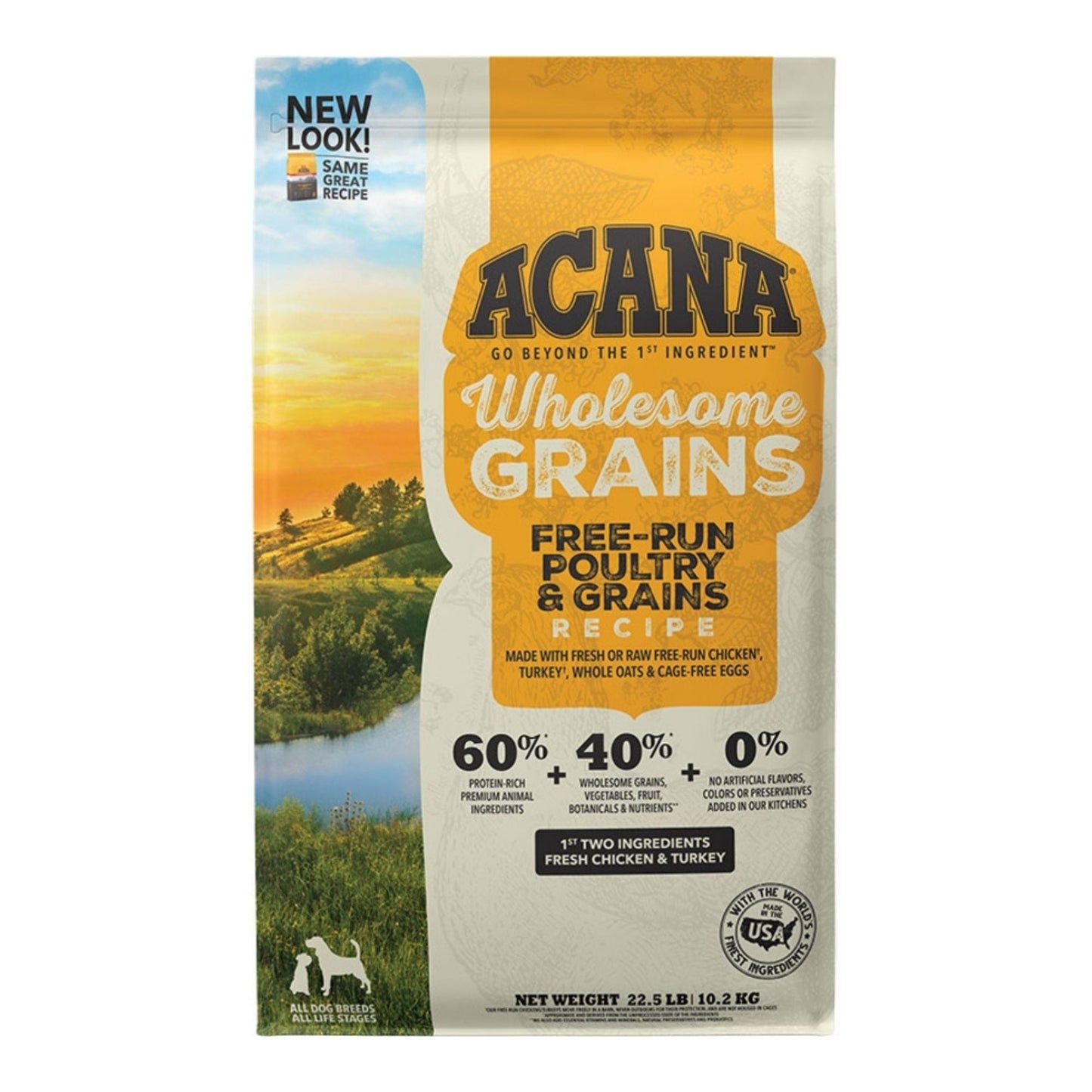 Acana Dog Wholesome Grains Free Run Poultry + Grains, 22.5 lb