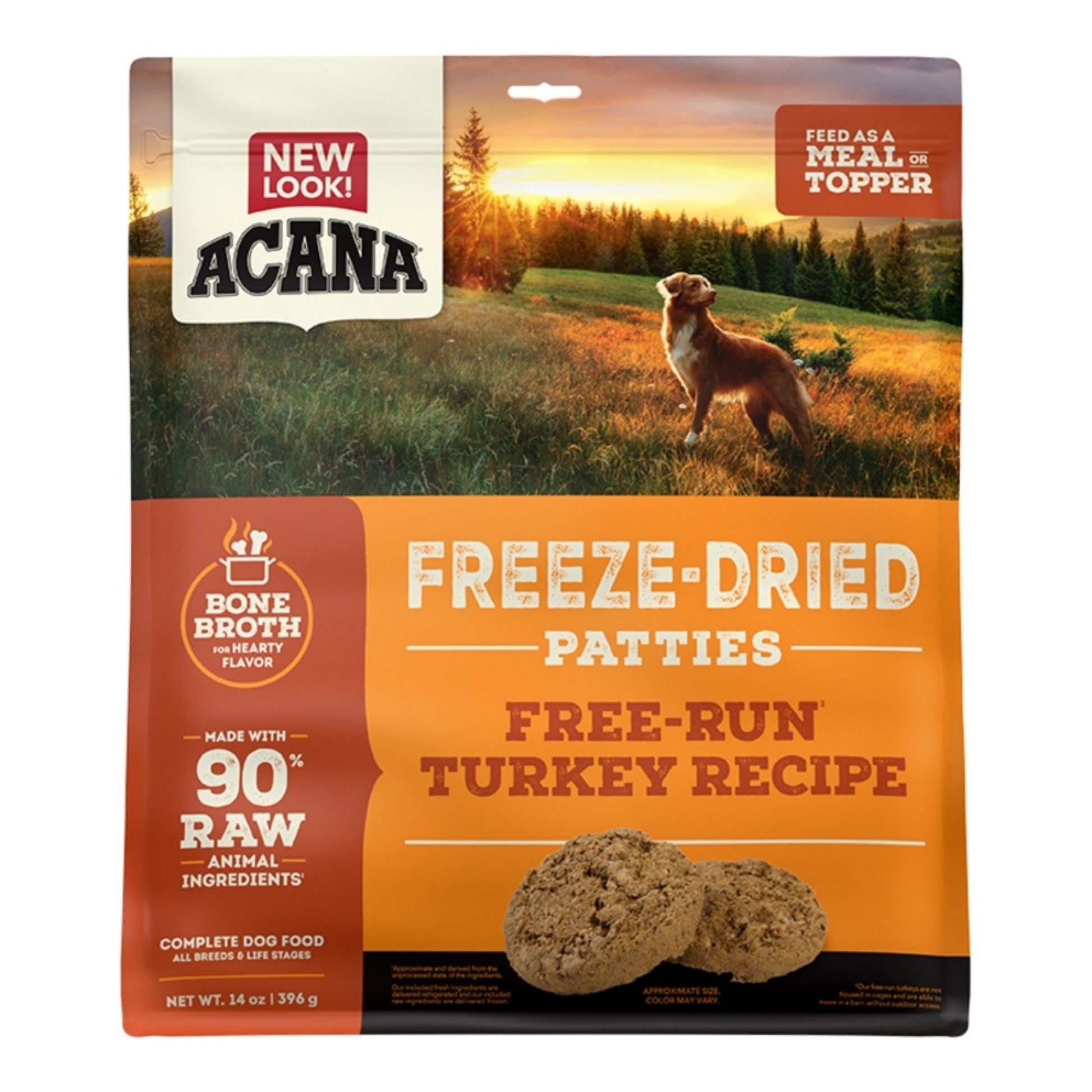 Acana Dog Grain-Free Freeze-Dried Patties Free Run Turkey Recipe 14 oz