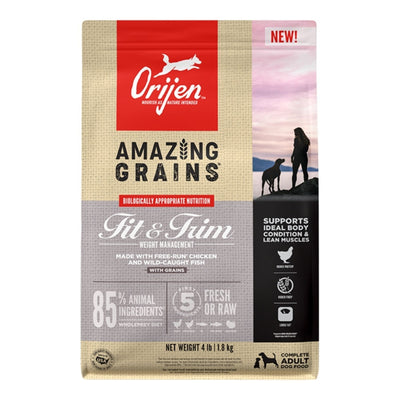 Orijen Dog Amazing Grains Fit & Trim 4Lbs - Dog Food Dry