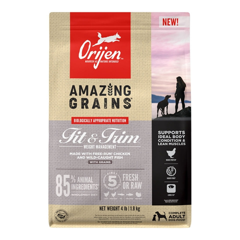 Orijen Dog Amazing Grains Fit & Trim 4Lbs - Dog Food Dry