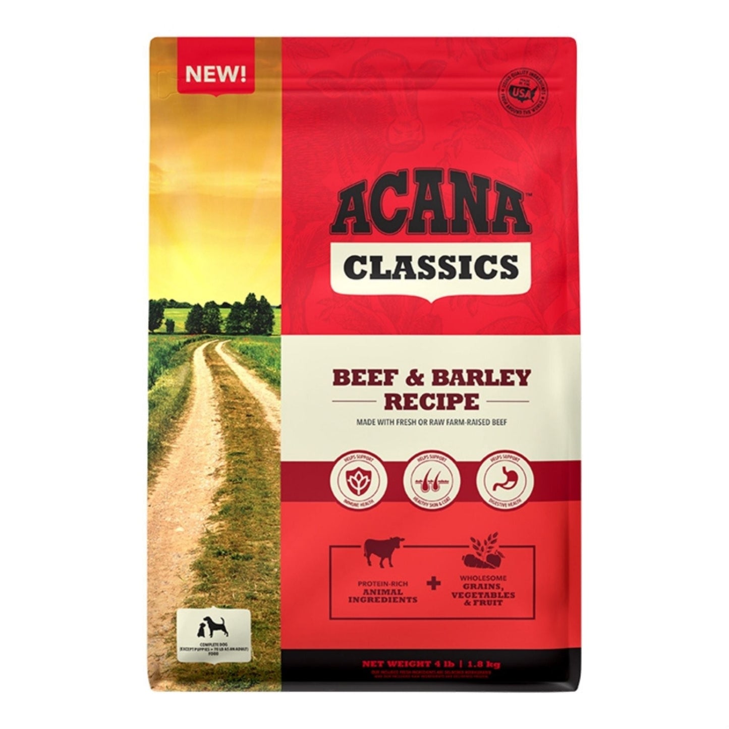 Acana Dog Classics Beef & Barley Recipe, 4 lb