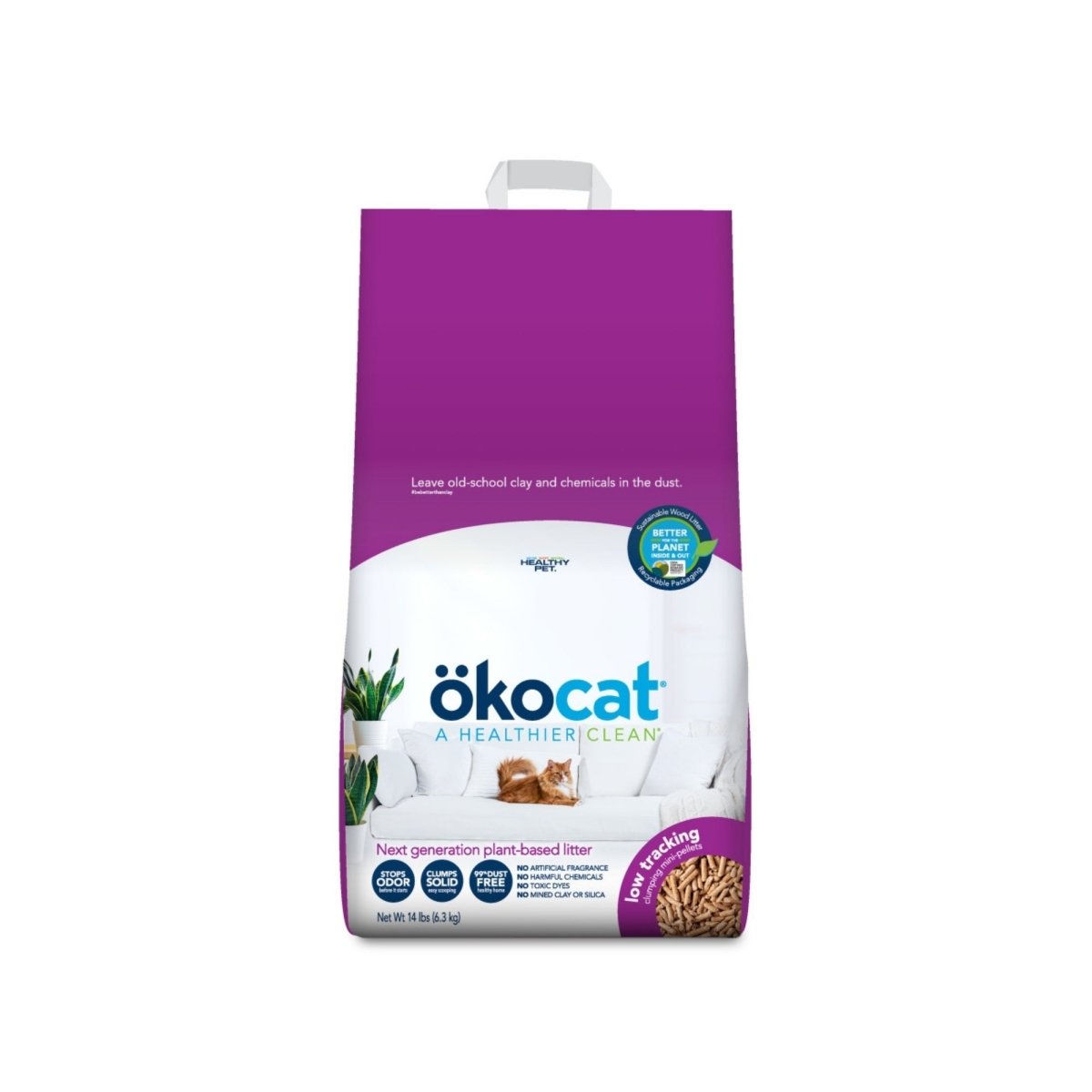 Okocat Litter Low Tracking Clumping Wood Cat Litter 1ea/14 lb - Pets Perfect