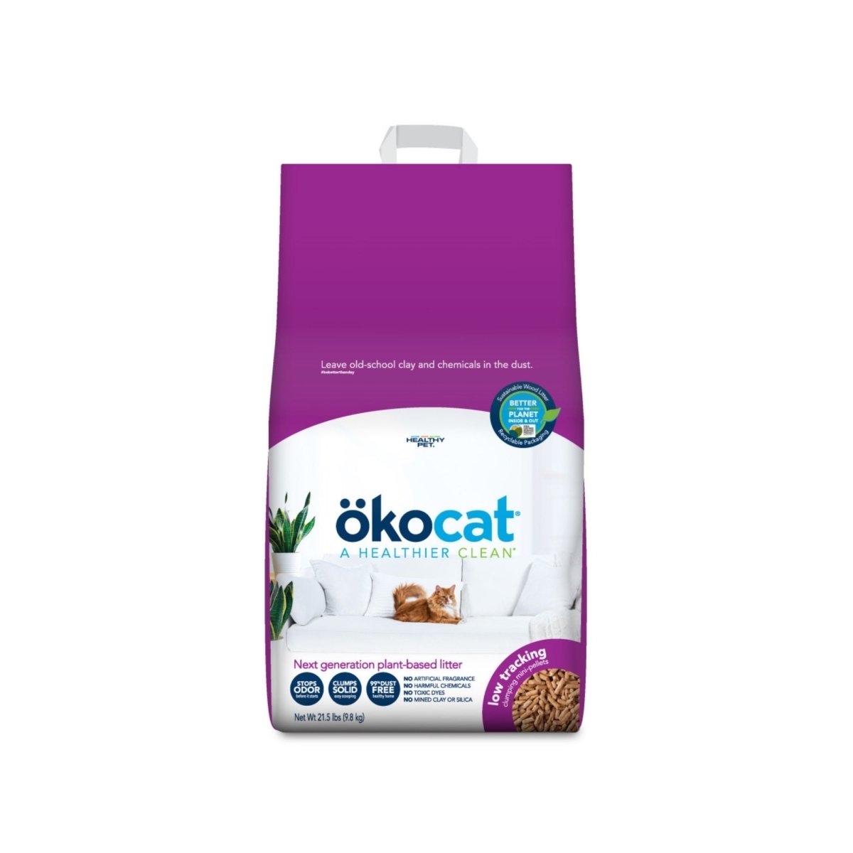 Okocat Litter Low Tracking Clumping Wood Cat Litter 1ea/21.5 lb - Pets Perfect