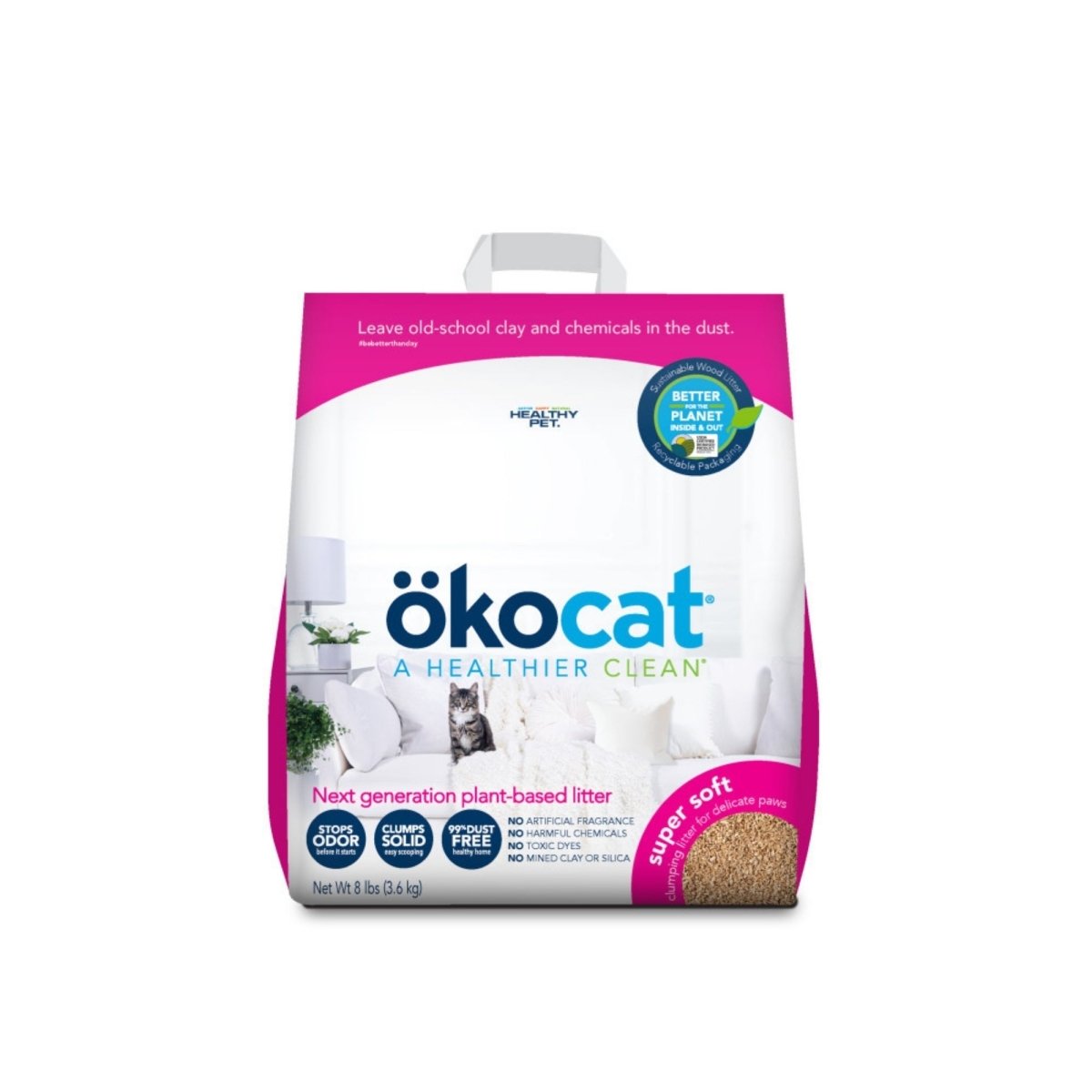 Okocat Litter Super Soft Clumping Wood Cat Litter 1ea/8 lb - Pets Perfect