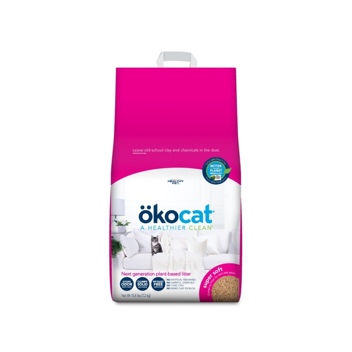 Okocat Litter Super Soft Clumping Wood Cat Litter 1ea/15.8 lb - Pets Perfect