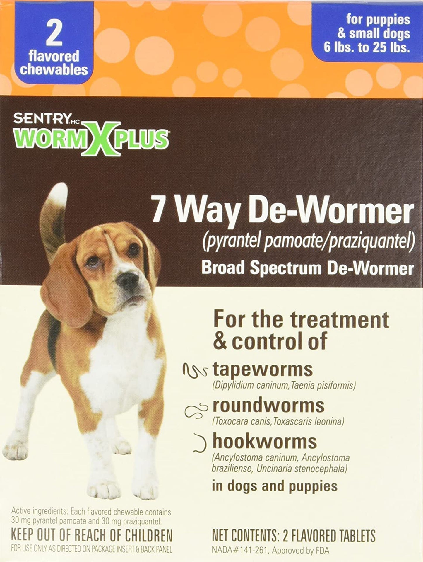 SENTRY Worm x Plus 7 Way DeWormer for Small Dogs 2 ct