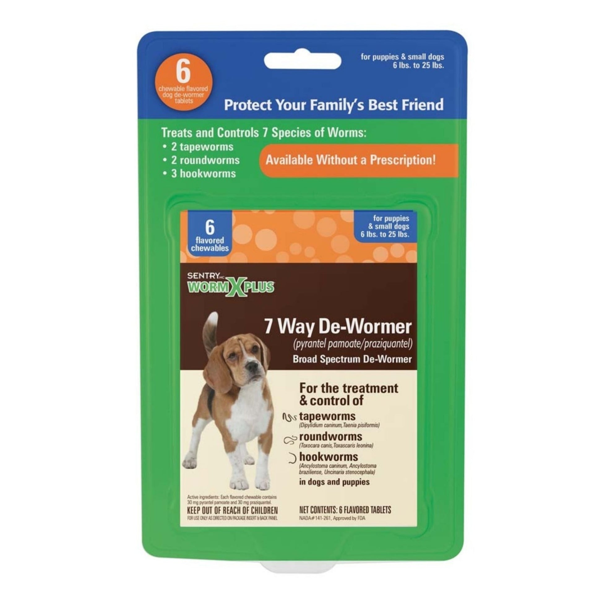 SENTRY Worm x Plus 7 Way DeWormer for Small Dogs 6 ct