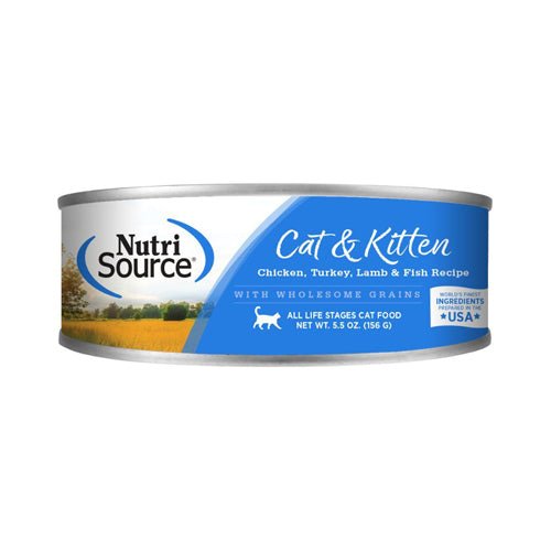 NutriSource Cat & Kitten All Life Stages Canned Cat Food Chicken, Turkey, Lamb & Fish 5.5oz - Pets Perfect