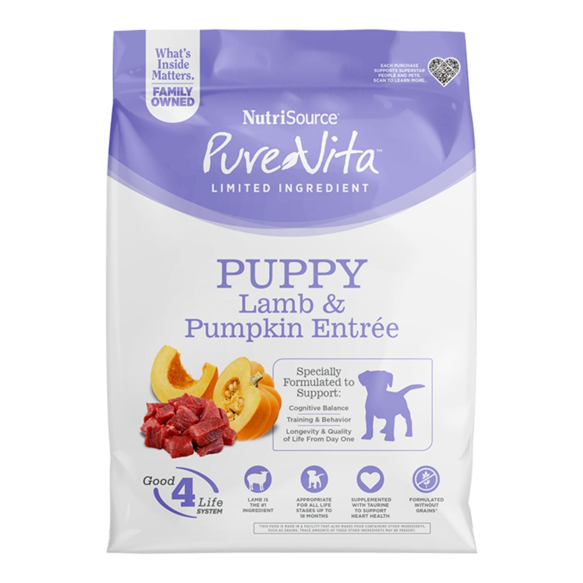 Pure Vita Dog Puppy Grain-Free Lamb & Pumpkin 12 lb