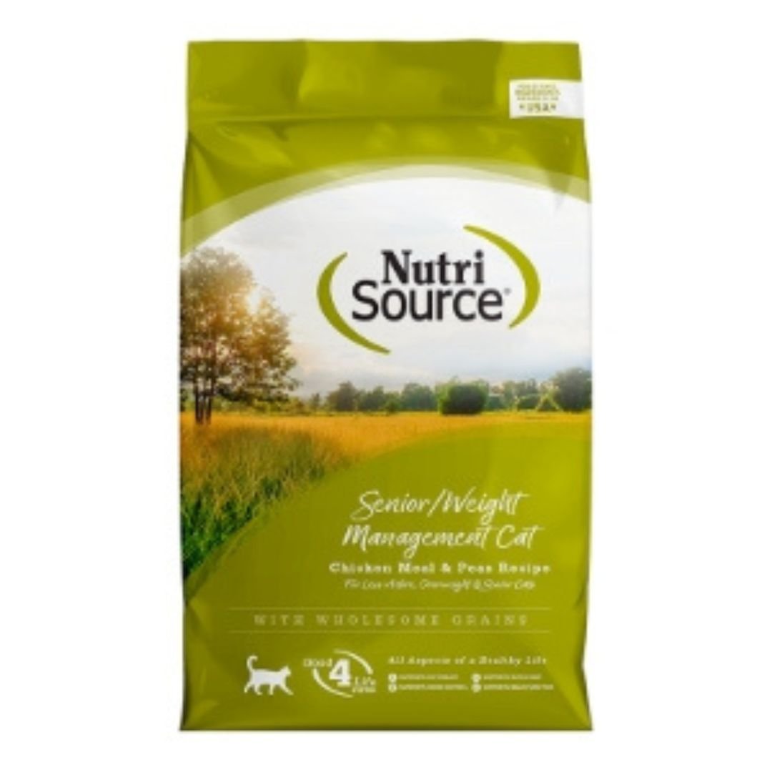 NutriSource Senior Weight Management Dry Cat Food Chicken Meal & Peas 4lb - Pets Perfect