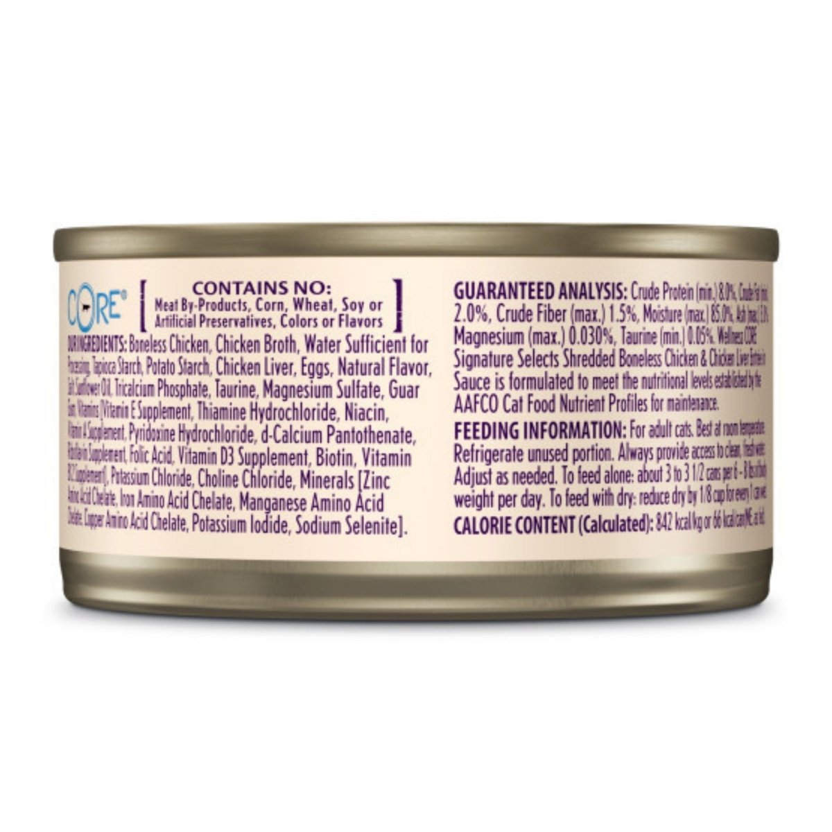 Wellness Cat Core Signature Select Shredded Chicken Chicken Liver Entrée 2.8oz. (Case of 12) - Pets Perfect