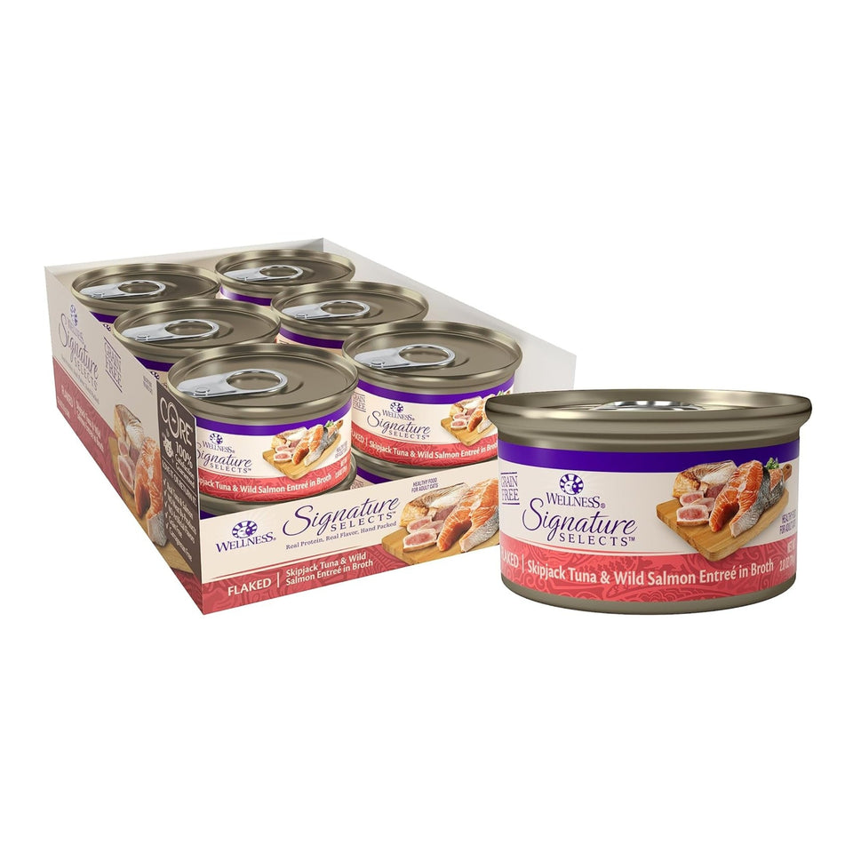 Wellness Cat Core Signature Select Flaked Skipjack Tuna Salmon Entrée 2.8 oz. 12 ct