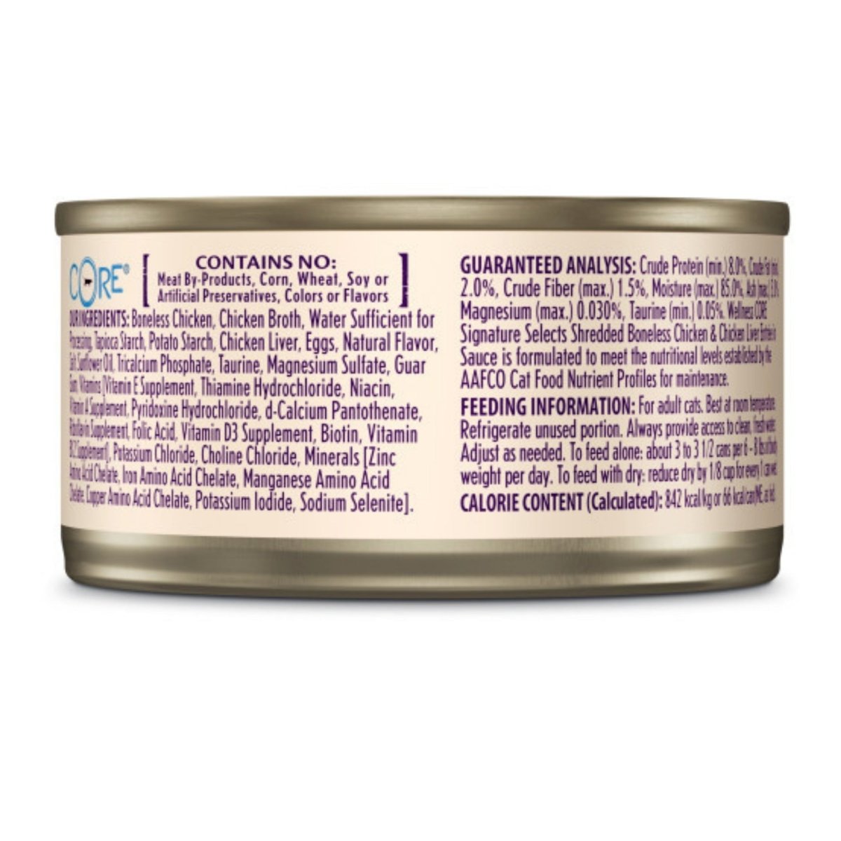 Wellness Cat Core Signature Select Shredded Chicken Liver Entrée 5.3oz. (Case of 12) - Pets Perfect