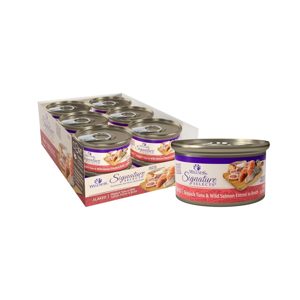 Wellness Cat Core Signature Select Flaked Skipjack Tuna Salmon Entrée 5.3oz. (Case of 12) - Pets Perfect