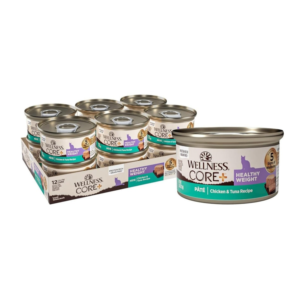 Wellness CORE+ Healthy Weight Wet Cat Food, Chicken and Tuna GF Pate