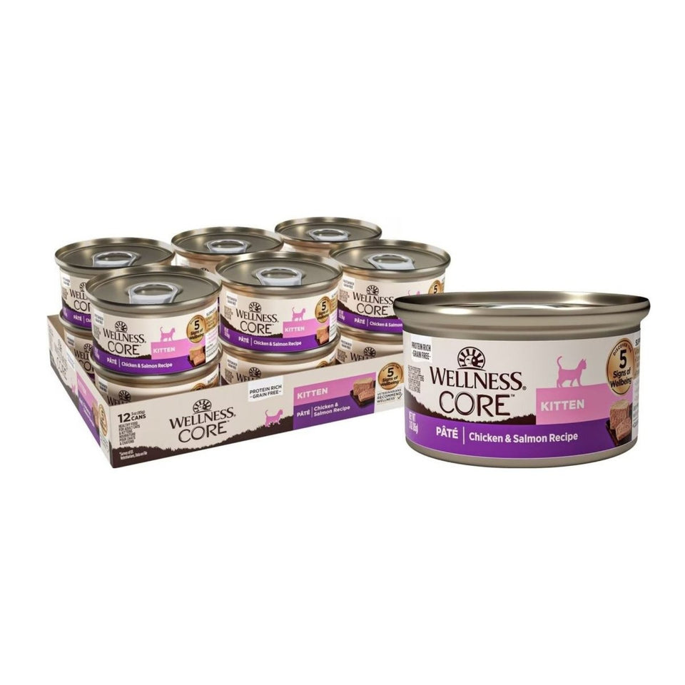 Wellness CORE Kitten Wet Cat Food, Chicken and Salmon GF Pate, 3 oz