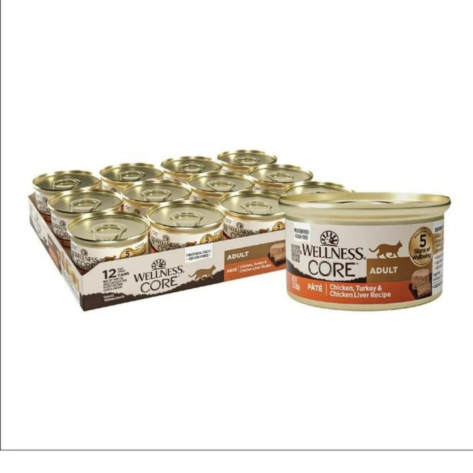 Wellness CORE Chicken, Turkey & Chicken Liver Pate Wet Cat Food, 3 oz
