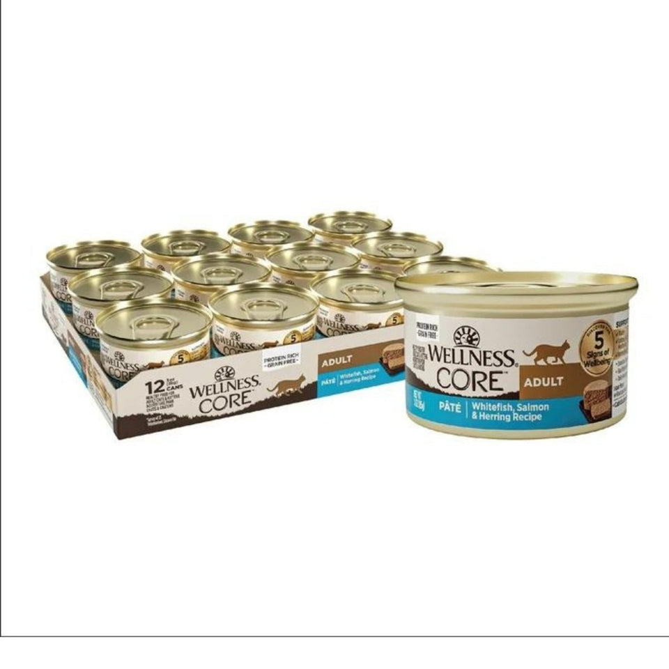 Wellness CORE Cat GF Wet Cat Food, Whitefish, Salmon and Herring Pate