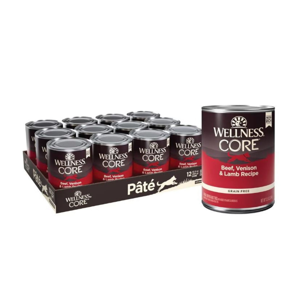 Wellness Dog Core Beef Venison Lamb Recipe 12.5oz. (Case of 12) - Dog Food Wet