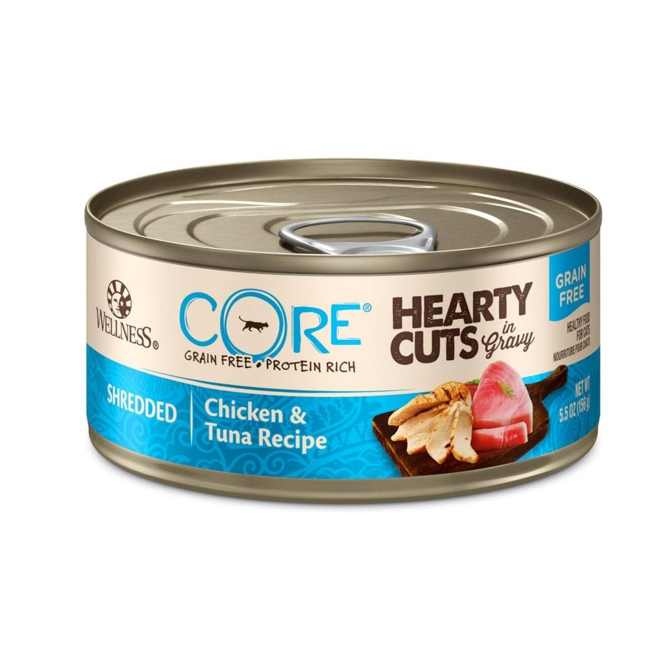 Wellness CORE Hearty Cuts GF Wet Cat Food, Shredded Chicken with Tuna