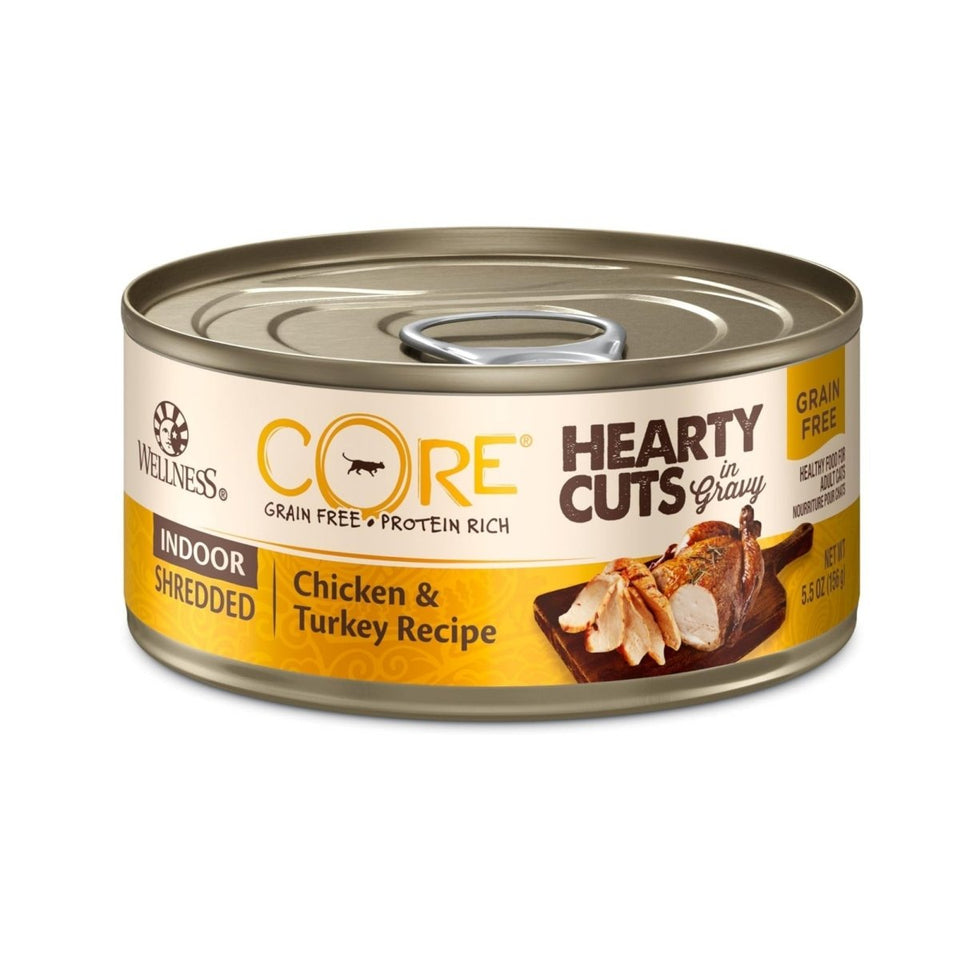 Wellness CORE Hearty Cuts Indoor GF Wet Cat Food, 5.5 oz, 24 ct