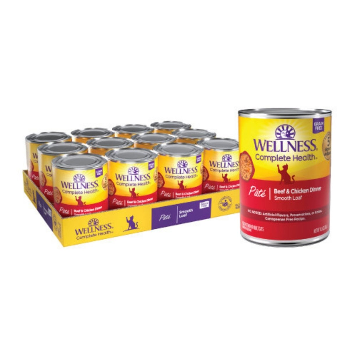 Wellness Cat Complete Health Grain - free Beef Chicken Pate 12.5oz. (Case of 12) - Pets Perfect