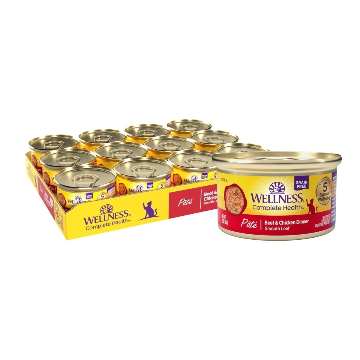 Wellness Cat Complete Health Grain - free Beef Chicken Pate 3oz. (Case of 24) - Pets Perfect