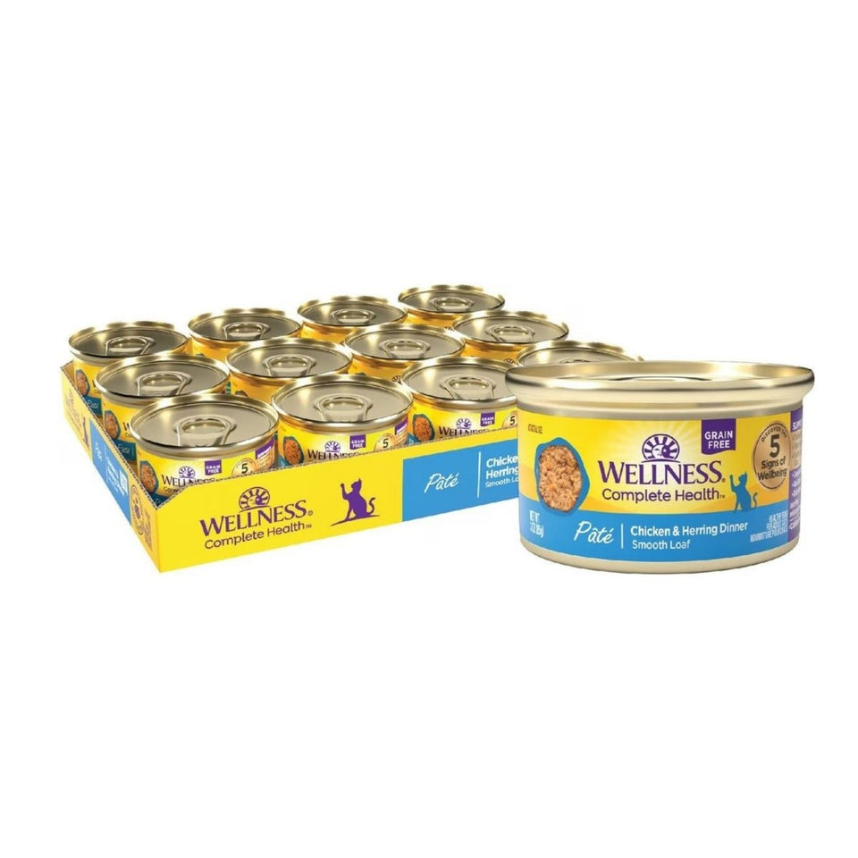 Wellness Complete Health GF Wet Cat Food, Chicken & Herring Pate, 3 oz