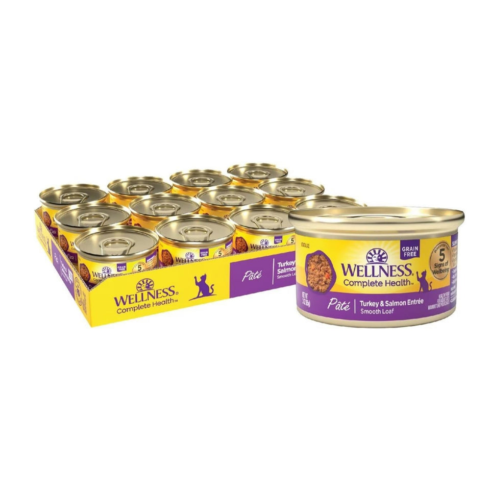 Wellness Cat Complete Health Grain-free Turkey Salmon Pate, 3 oz 24 ct
