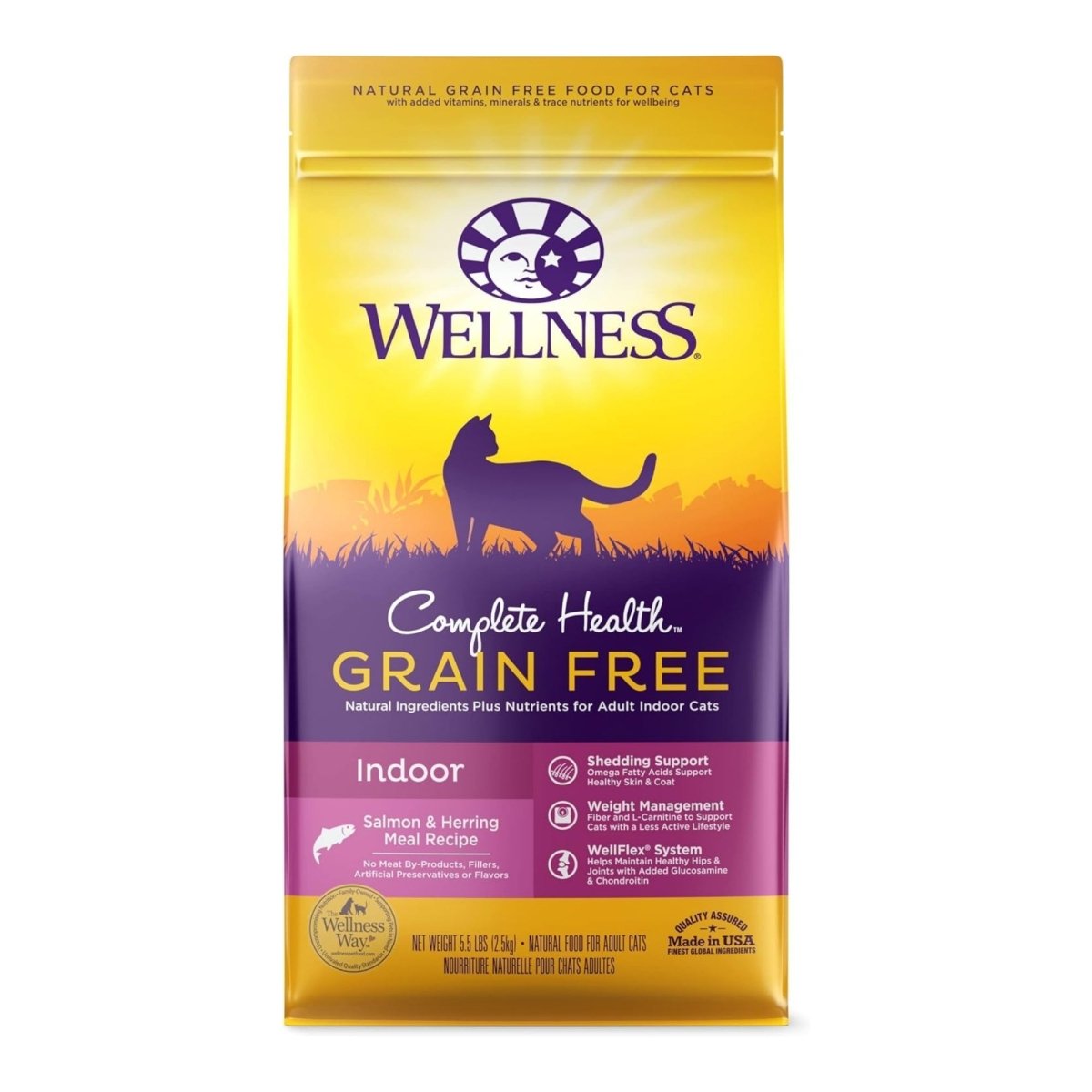 Wellness Cat Complete Health Grain - free Indoor Salmon Herring 5.5Lb Adult - Pets Perfect