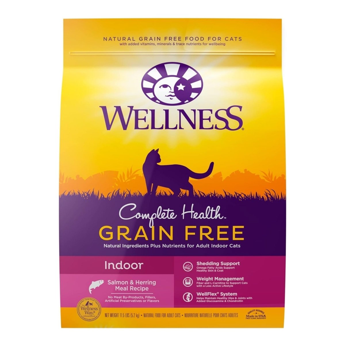 Wellness Cat Complete Health Grain - free Indoor Salmon Herring 11.5Lb Adult - Pets Perfect