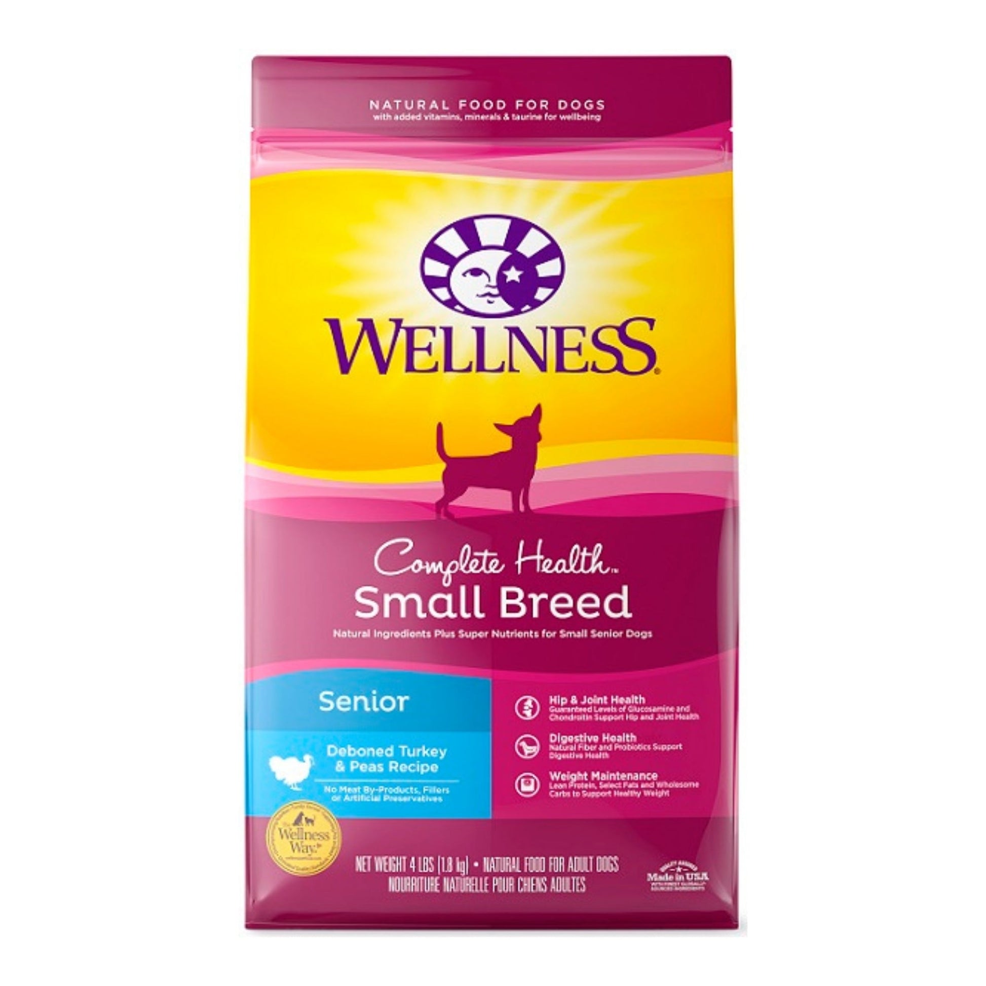 Wellness Dog Small Breed Senior 4 lb Turkey Peas Complete Health