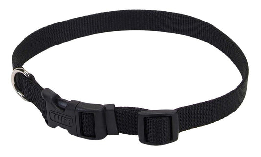 Coastal Adjustable Nylon Dog Collar with Plastic Buckle Black, 1ea/5/8 In X 1014 in