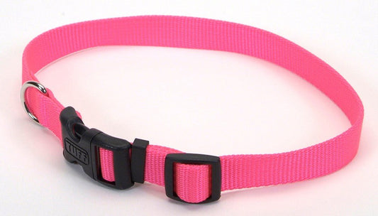 Coastal Adjustable Nylon Dog Collar with Plastic Buckle Neon Pink, 1ea/5/8 In X 1014 in