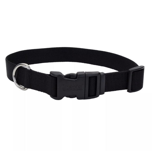 Coastal Adjustable Nylon Dog Collar with Plastic Buckle Black, 1ea/3/8 In X 812 in