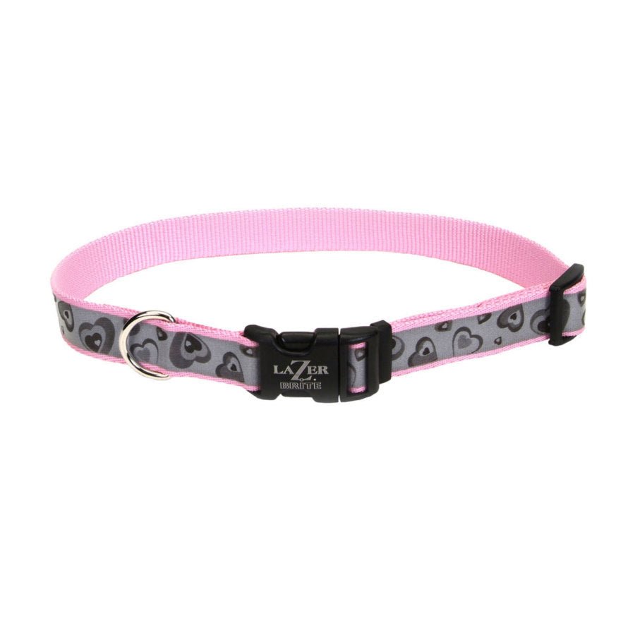 Lazer Brite Reflective Adjustable Dog Collar Pink, 1 in x 18-26 in