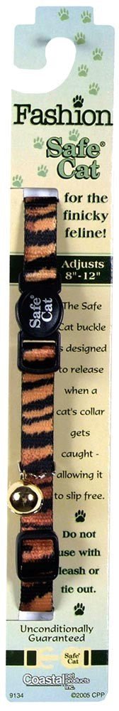 Coastal Safe Cat Adj. Breakaway Cat Collar Tiger, 3/8 in x 8-12 in