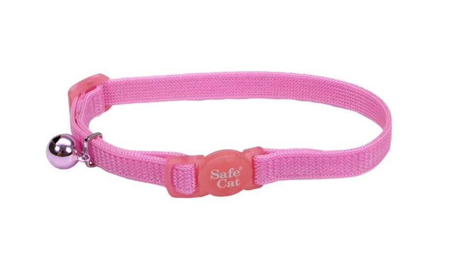 Safe Cat Adjustable Snag-Proof Nylon Breakaway Cat Collar Bright, Pink 3-8 in x 8-12 in