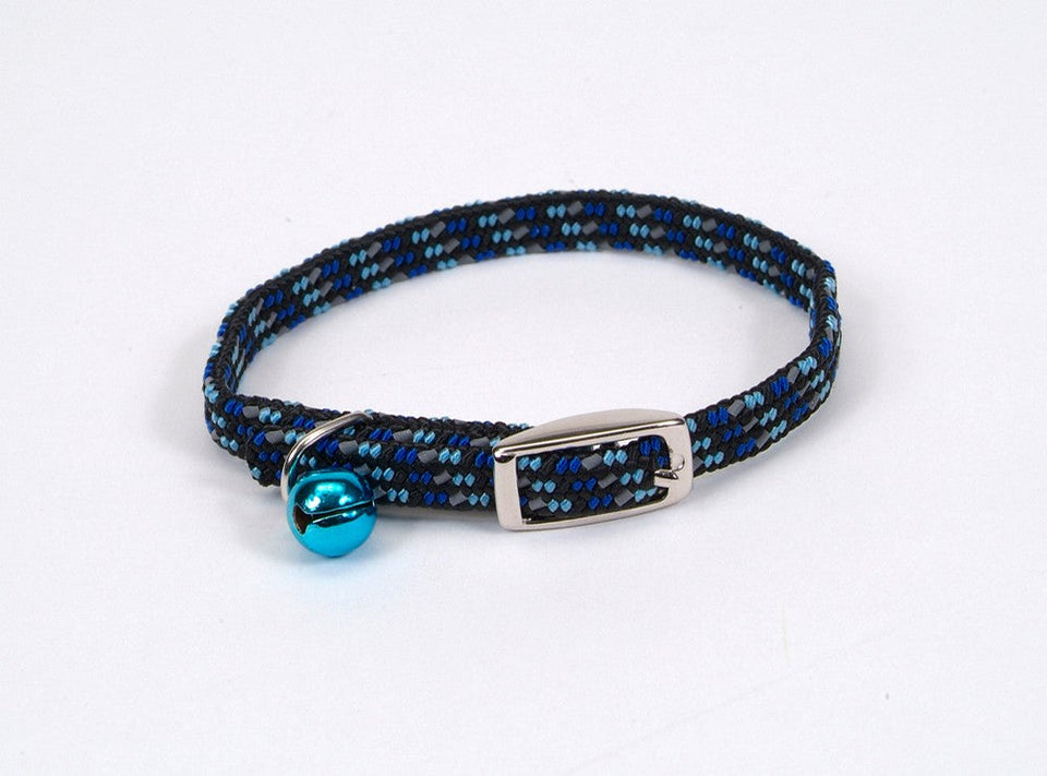 Lil Pals Elasticized Safety Kitten Cat Collar with Reflective Threads Blue 3-8 in x 8 in