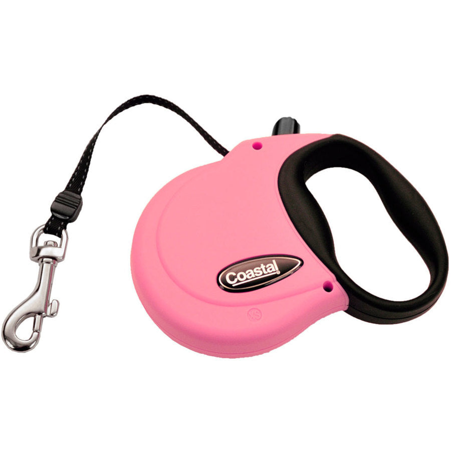 Coastal Retractable Dog Leash, Pink, 12 ft, X-Small