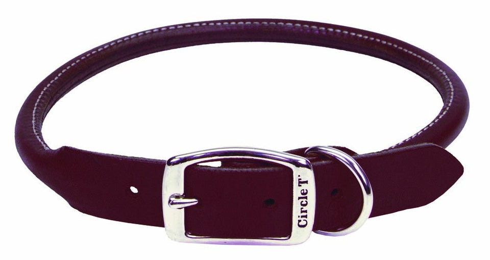 Circle T Latigo Leather Round Dog Collar Brown 1 in x 24 in