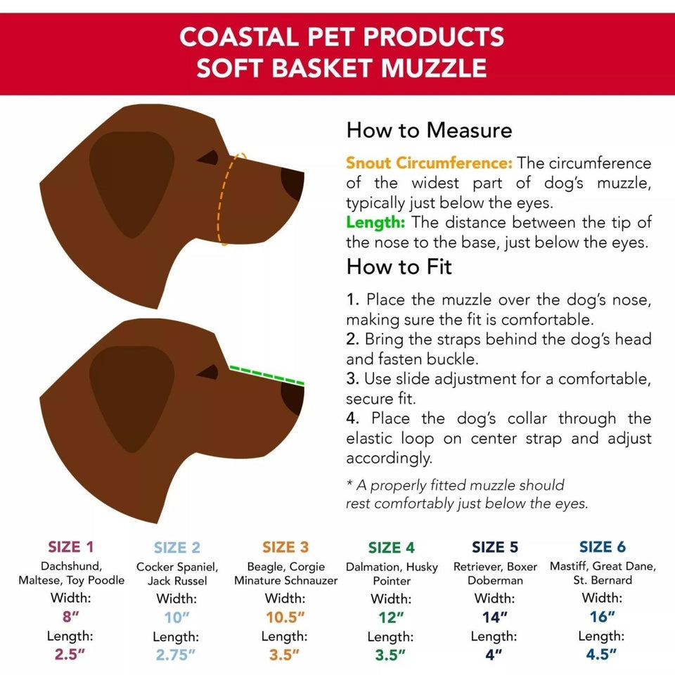 Coastal Pet Soft Basket Muzzle Black Size 6: W-16" x Large-4.5", view 3