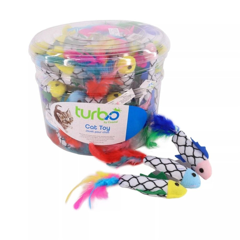 Coastal Turbo Bulk Cat Toy Bins, Fish with Feathers, 60 Pieces, view 2