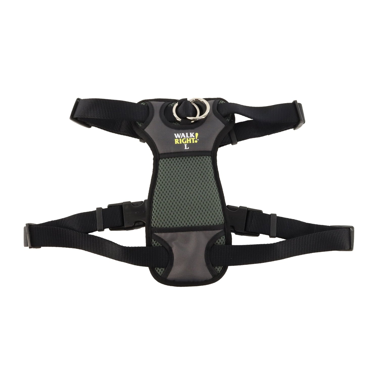 Walk Right Front-Connect Padded Dog Harness, Black, Large, 26-38 in