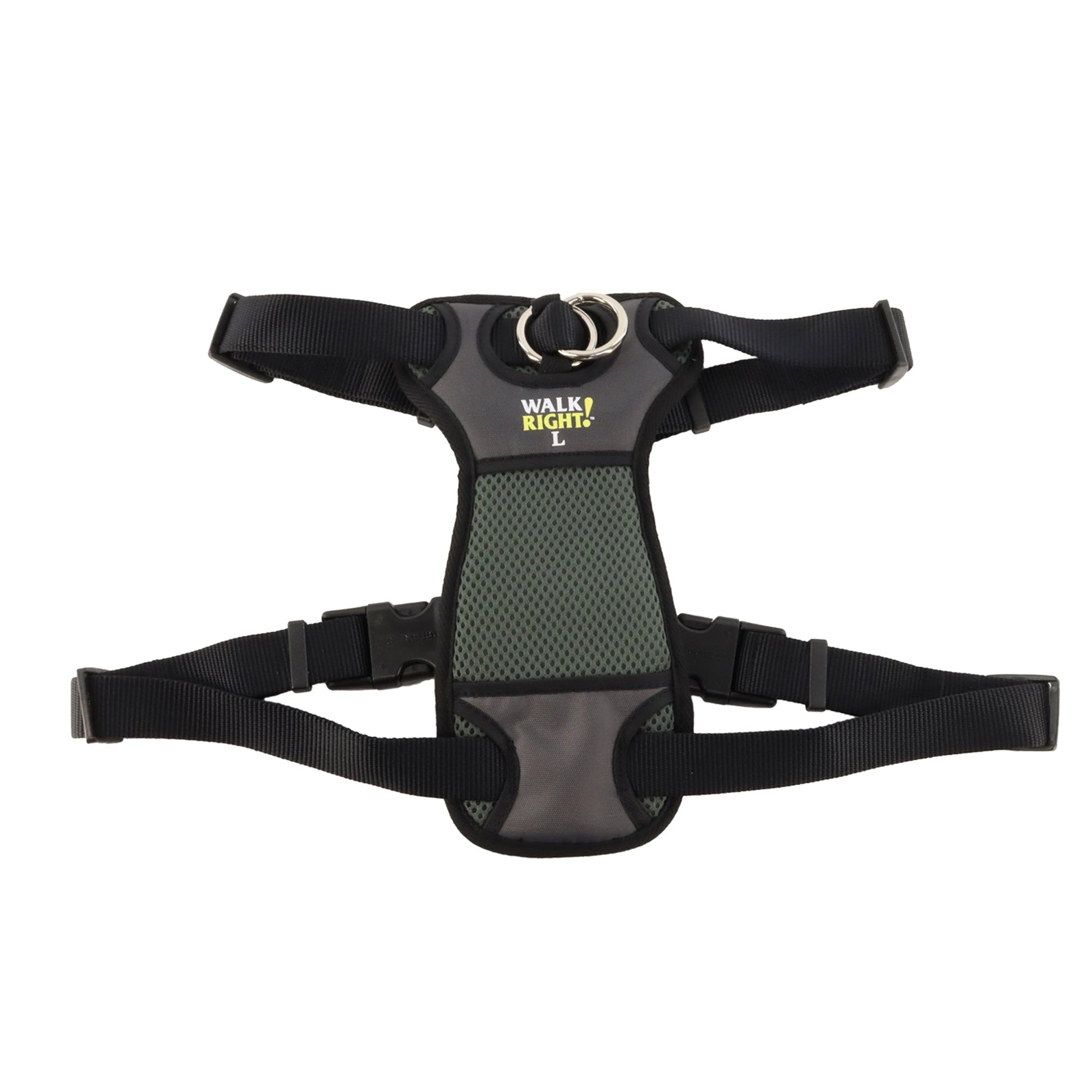 Walk Right Front-Connect Padded Dog Harness, Black, Large, 26-38 in