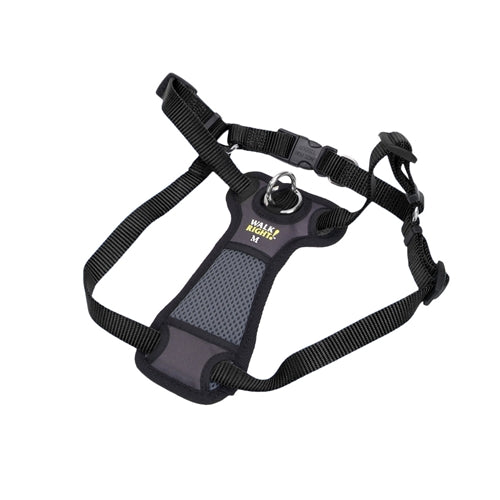 Walk Right Front-Connect Padded Dog Harness, Black, Medium, 20-30 in